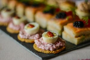 food, canapes, bread